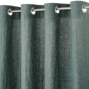 Cortina de ojales de lino lavado verde albahaca 130x300 - l…