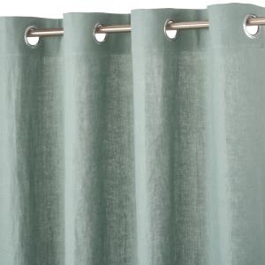 Cortina de ojales de lino lavado verde grisáceo 130x300 - l…