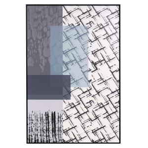 Cuadro abstracto con detalles en azul y gris 120x80