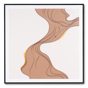 Cuadro abstracto con ondas y detalles dorados combinable