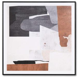 Cuadro abstracto de tonos terracota, grises y beige combina…