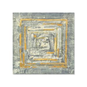 Cuadro abstracto dorado y blanco impresión sobre lienzo 30x…