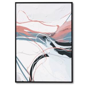 Cuadro abstracto pintura tonos rosas y azules 70x50