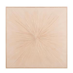 Cuadro beige con detalles dorados en relieve 120x120 cm
