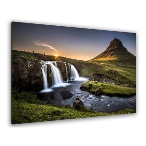 Cuadro cascada- kirkjufell islandia impresión sobre lienzo…