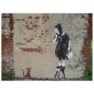Cuadro - Chica y Ratón, Banksy cm. 60x80