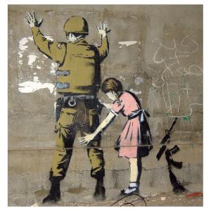 Cuadro - Chica y un Soldado, Banksy cm. 90x90