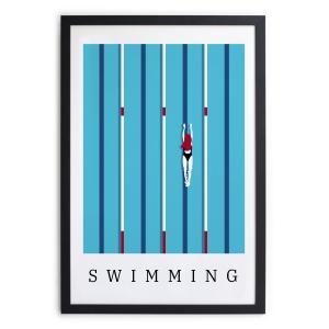 Cuadro con marco negro 40x30 póster de natación