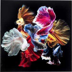 Cuadro cristal peces multicolor 120x120cm