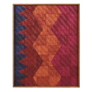 Cuadro de bambú rojo, naranja y azul y madera de pino 80x10…