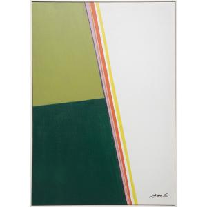 Cuadro de estilo abstracto colores verdes y blanco 73x103cm