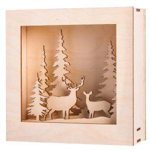 Cuadro de madera bosque de navidad 20 x 20 cm