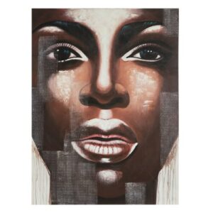 Cuadro de mujer en lienzo marrón