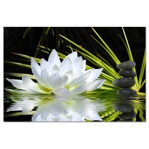 Cuadro flor de loto y guijarros impresión sobre lienzo 90x6…