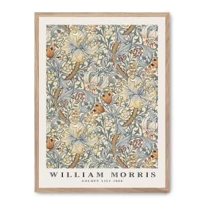 Cuadro golden lily, marco premium chapado en roble, 50x70 cm