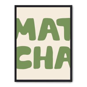 Cuadro green matcha, marco negro, 30x40 cm