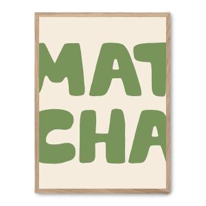 Cuadro green matcha, marco roble, 30x40 cm