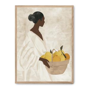 Cuadro lemon harvest, marco roble, 30x40 cm