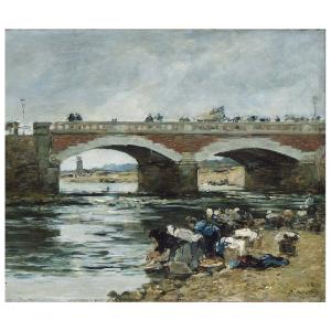 Cuadro lienzo - Lavandières Près D'Un Pont - Eugène Boudin…