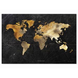 Cuadro mapamundi dorado impresión sobre lienzo 60x40cm