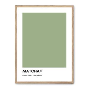 Cuadro matcha pantone, marco roble, 30x40 cm