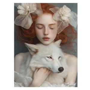 Cuadro mujer con lobo alu dibond 60x80
