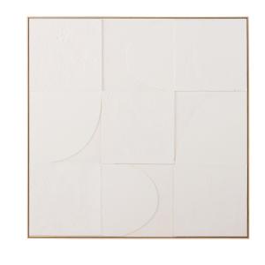 Cuadro pintado a mano tonos beige y blanco 110x110