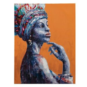 Cuadro pintura africano pintado a mano  naranja