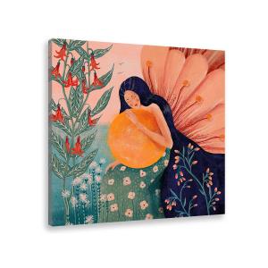 Cuadro princesa con flores impresión sobre lienzo 30x30cm