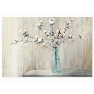 Cuadro ramo y flores de algodón impresión sobre lienzo 60x4…