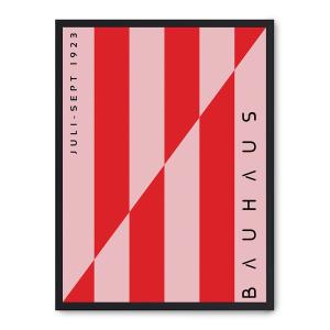 Cuadro red and pink lines, marco negro, 50x70 cm
