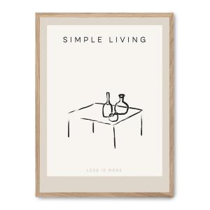 Cuadro simple living, marco roble, 30x40 cm