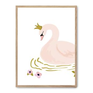 Cuadro swan, marco roble, 30x40 cm