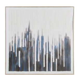 Cuadro urbano abstracto en relieve blanco y negro 110x110 cm