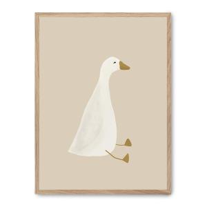 Cuadro white goose, marco roble, 50x70 cm