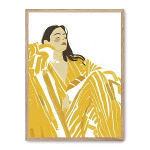 Cuadro yellow dream, marco roble, 50x70 cm