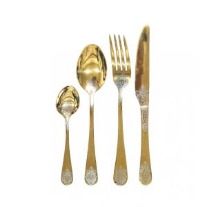 Cubiertos 24 piezas oro brillante arabesco