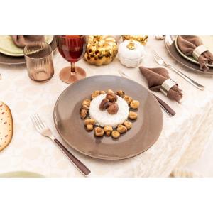 Cubiertos 24 piezas plateado brillante con mangos de madera