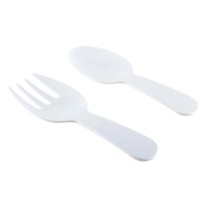 Cubiertos para ensalada blancos en melamina 27x9.5x1cm