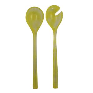 Cubiertos para ensalada de resina amarilla