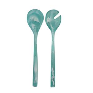 Cubiertos para ensalada de resina verde