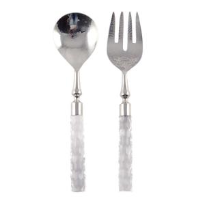 Cubiertos para ensalada plateados martillados