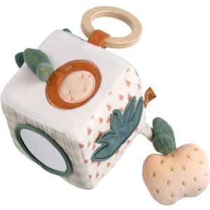 Cubo de actividades para bebés de terciopelo blanco