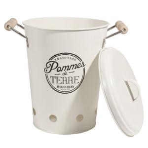 Cubo para patatas con tapadera de metal