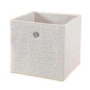Cubo plegable de tejido bouclé crudo - h27 cm - beige
