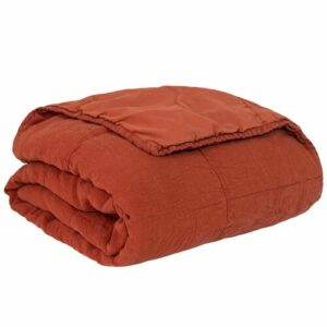 Cubrecama de lino y algodón rojo 230x250 cm