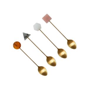 Cucharas con extremo acrílico multicolores - lote de 4