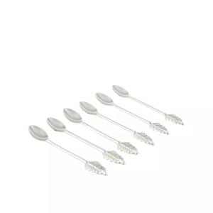 Cucharas de café plateadas hoja - lote de 6