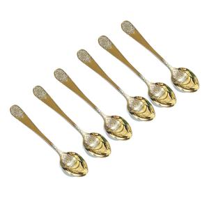 Cucharas de té doradas brillantes arabescos - lote de 6