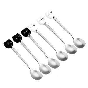Cucharas gatos blancas y negras - lote de 6